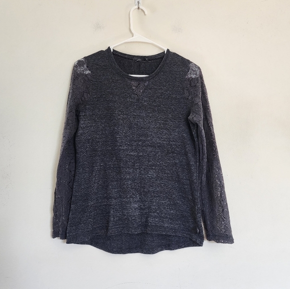 PrAna Darla Top Lace Long-Sleeve in Gray size Small Organic Cotton Blend - Picture 1 of 7